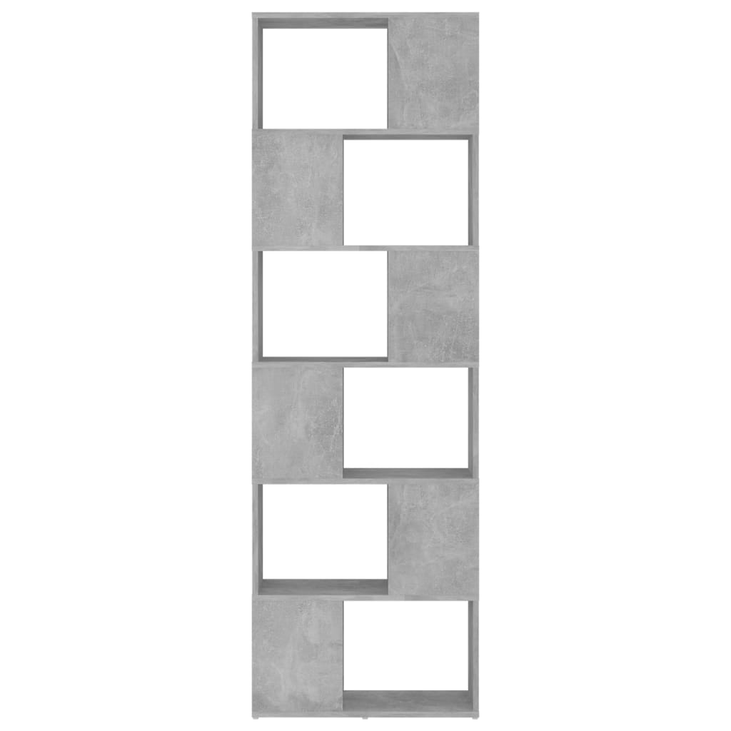 betonszürke szerelt fa térelválasztó könyvszekrény 60x24x186 cm