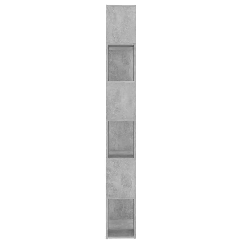 betonszürke szerelt fa térelválasztó könyvszekrény 60x24x186 cm