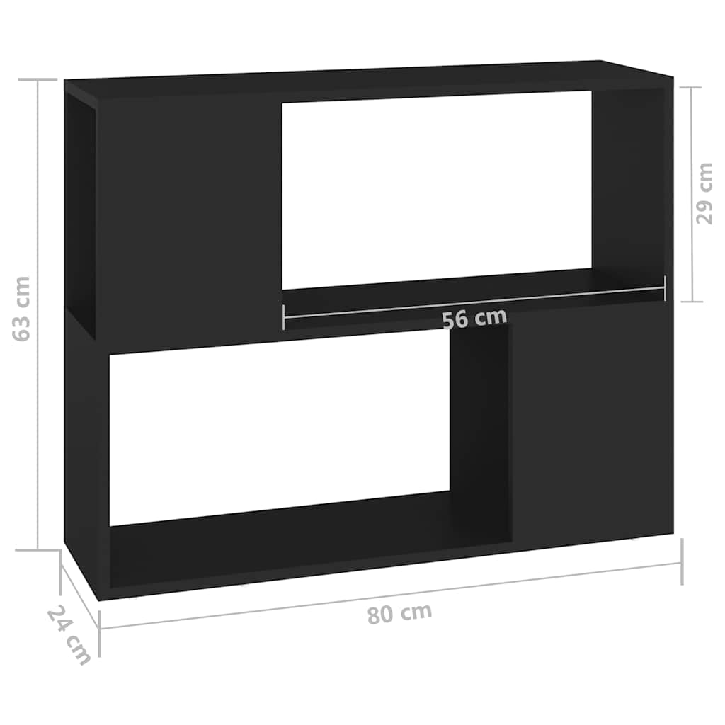 fekete szerelt fa TV-szekrény 80 x 24 x 63 cm