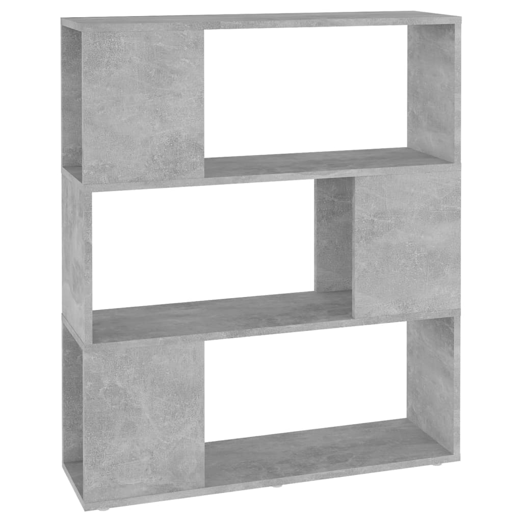 betonszürke szerelt fa térelválasztó könyvszekrény 80x24x94 cm