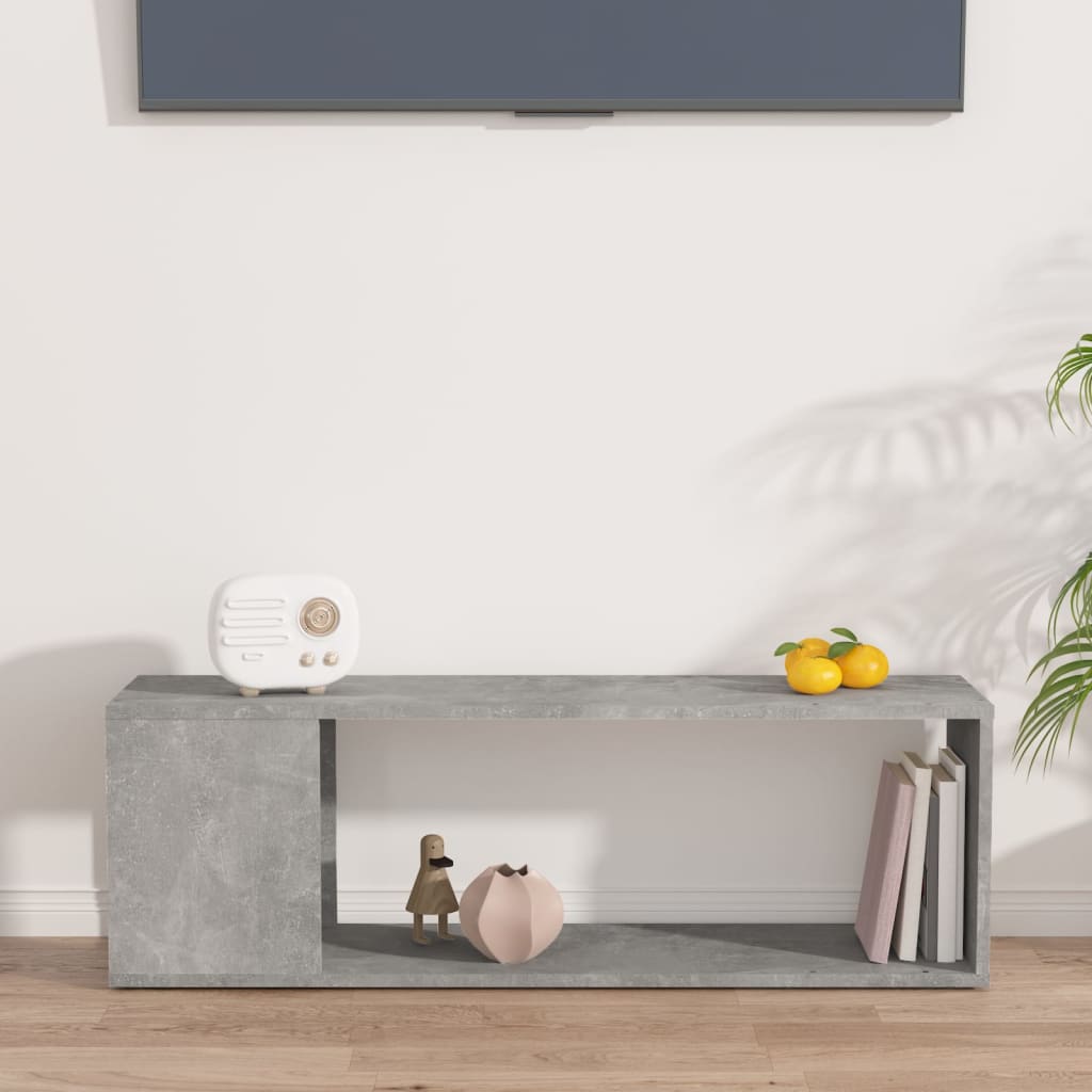 betonszürke szerelt fa TV-szekrény 100 x 24 x 32 cm