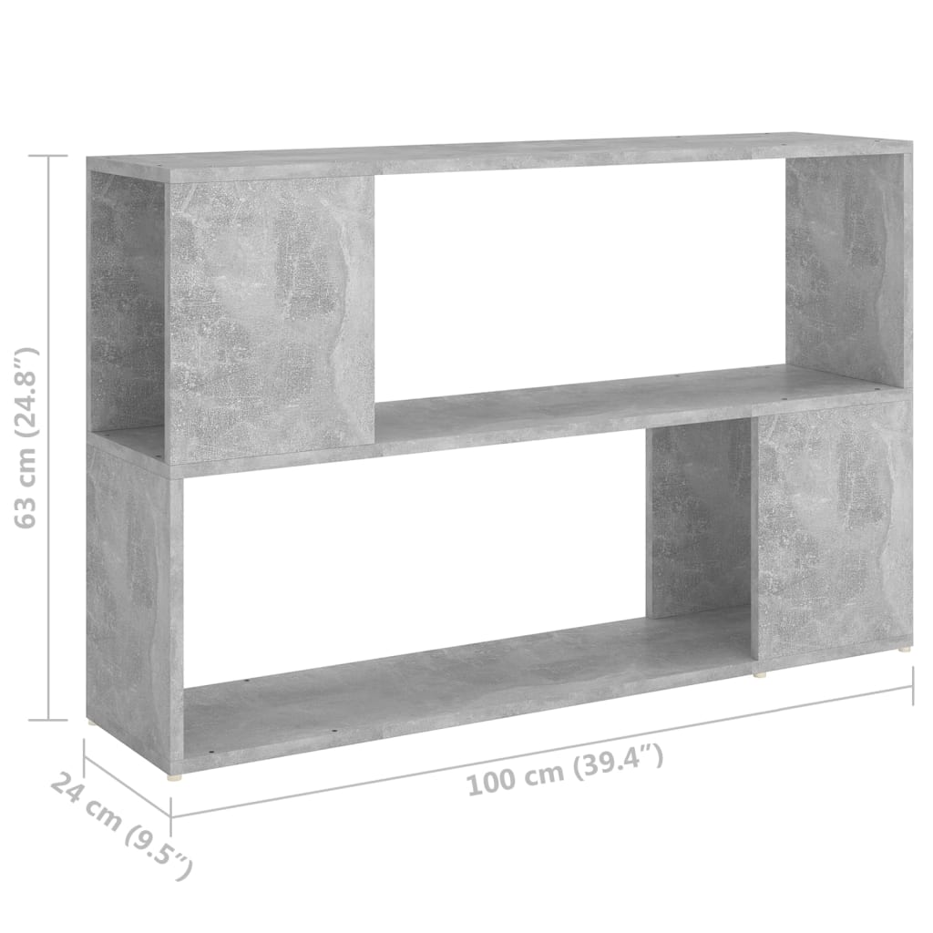 betonszürke szerelt fa könyvszekrény 100 x 24 x 63 cm