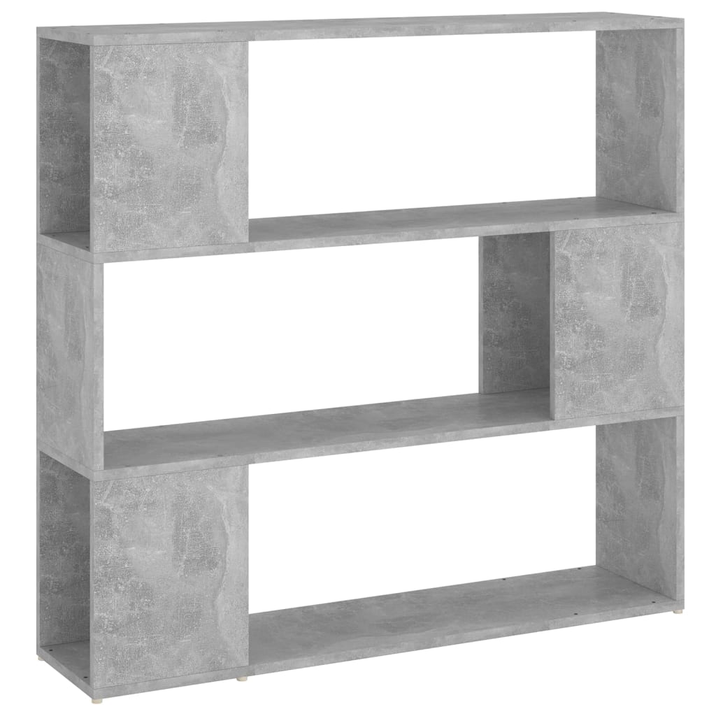betonszürke szerelt fa térelválasztó könyvszekrény 100x24x94 cm