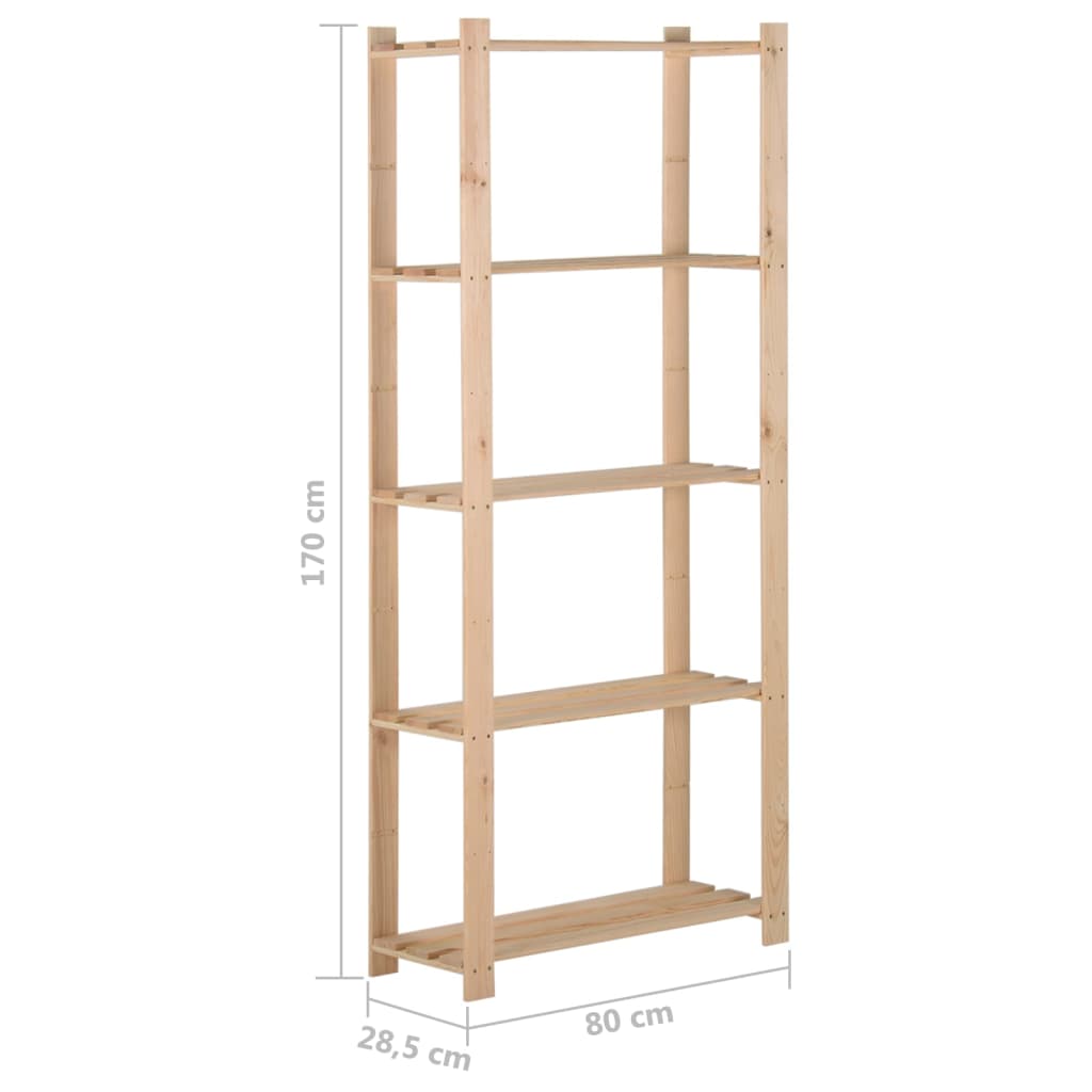 5 szintes tömör fenyőfa tárolóállvány 80 x 28,5 x 170 cm