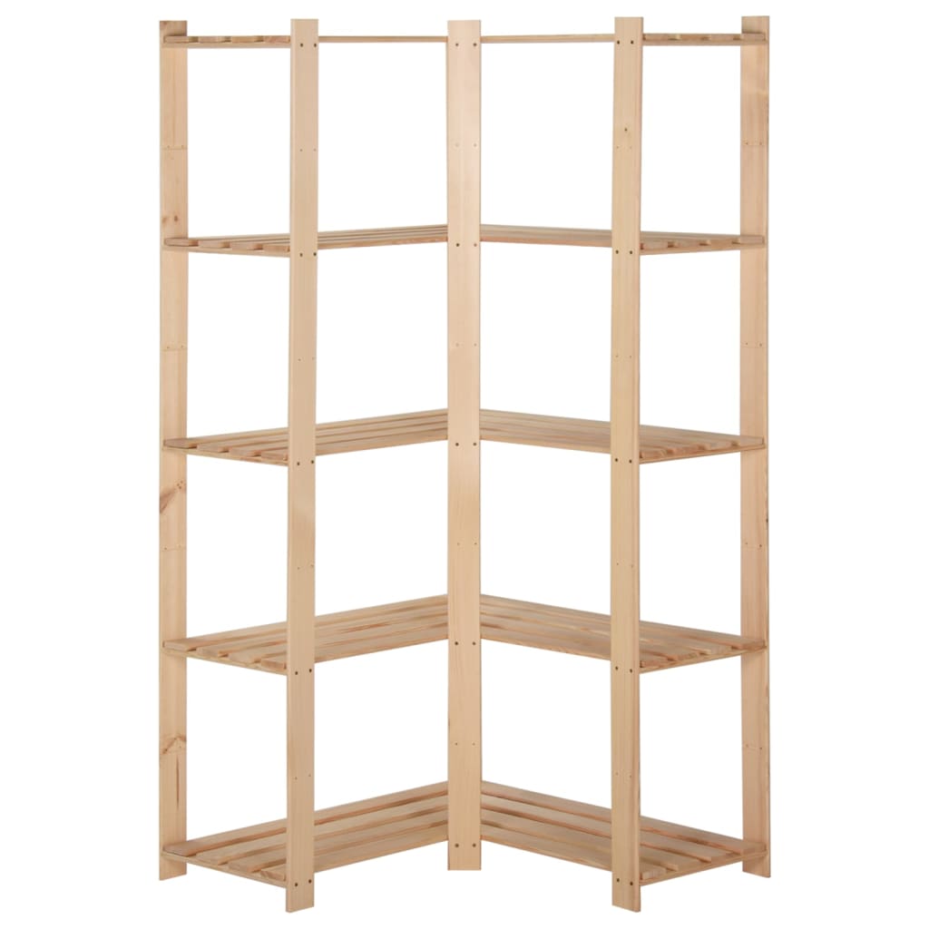 5 szintes tömör fenyőfa sarok-tárolóállvány 82,5x82,5x170 cm