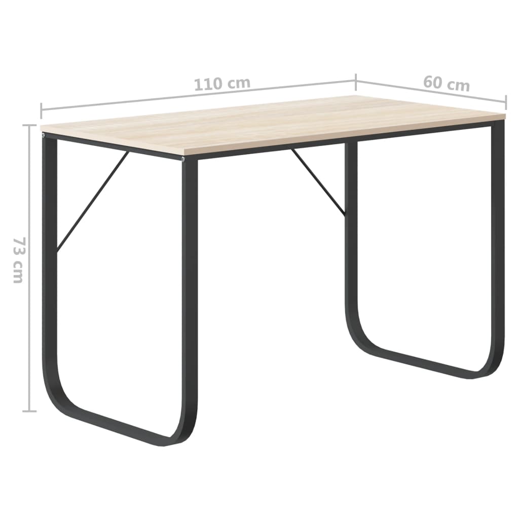 fekete-tölgyszínű forgácslap számítógépasztal 110 x 60 x 73 cm