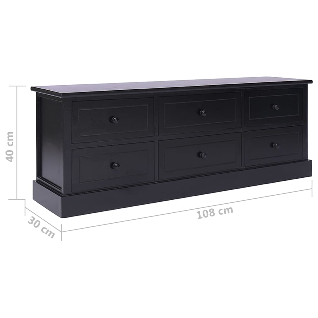 fekete tömör császárfa TV-szekrény 108 x 30 x 40 cm