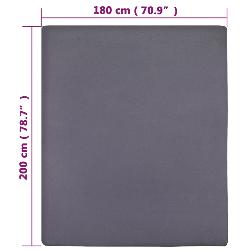 antracitszürke pamutdzsörzé gumis lepedő 180 x 200 cm