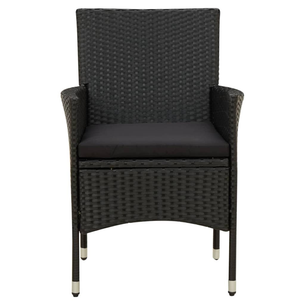 2 db fekete polyrattan kerti szék párnával