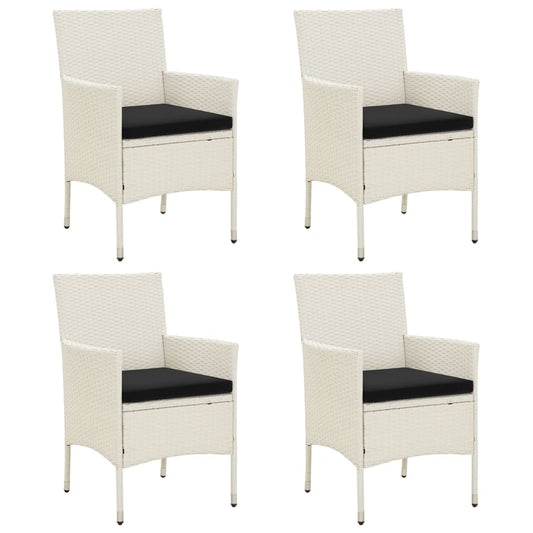 4 db fehér polyrattan kerti szék párnával