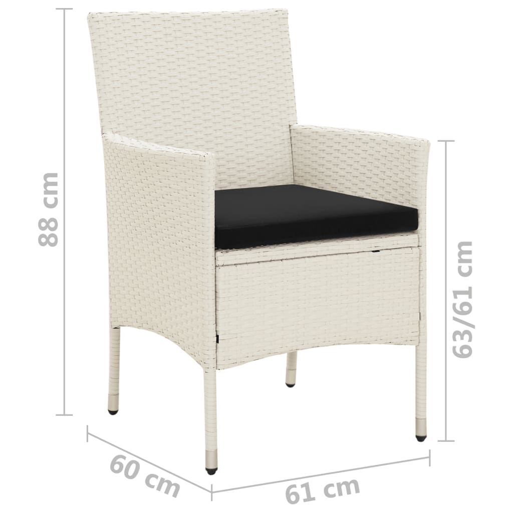 4 db fehér polyrattan kerti szék párnával