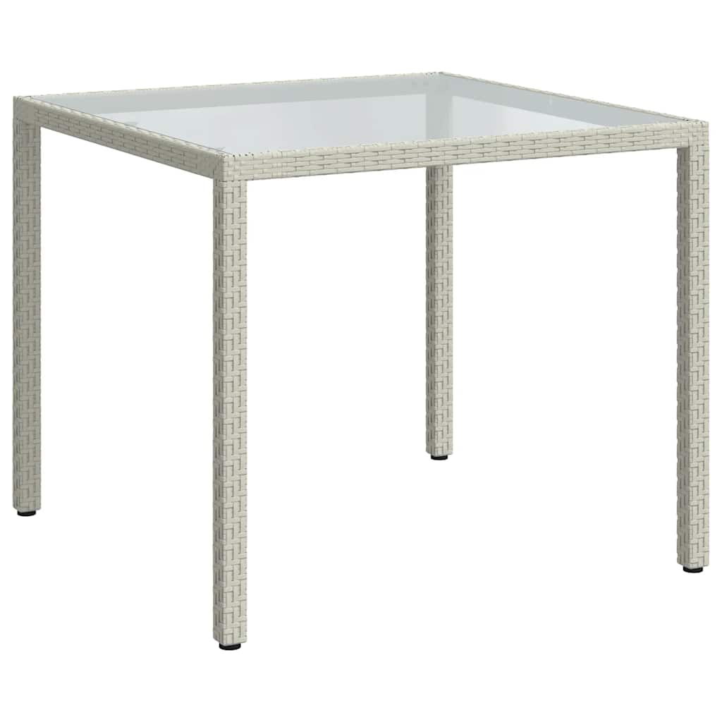fehér polyrattan és edzett üveg kerti asztal 90 x 90 x 75 cm