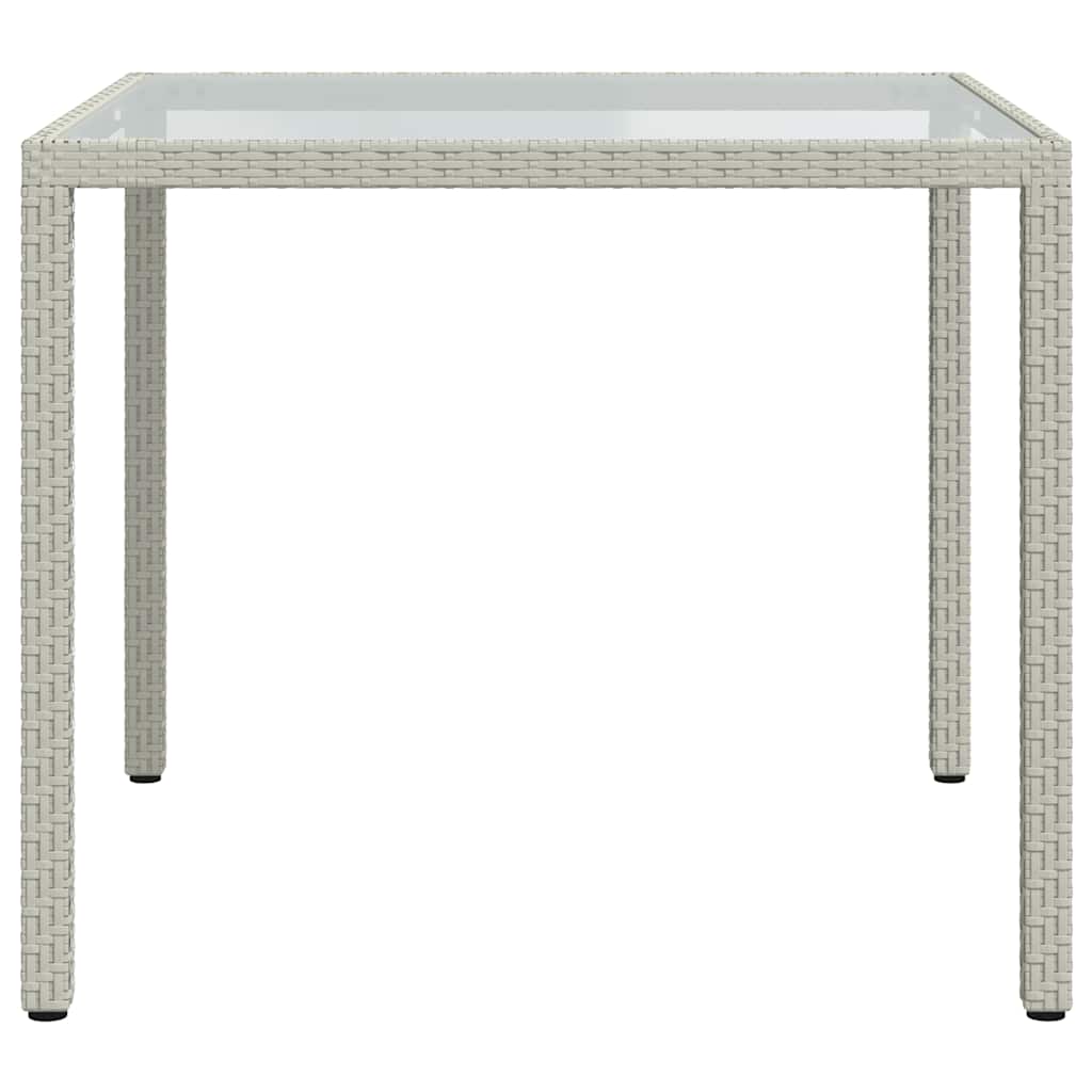 fehér polyrattan és edzett üveg kerti asztal 90 x 90 x 75 cm
