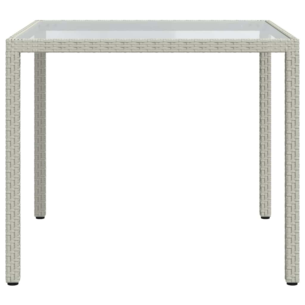 fehér polyrattan és edzett üveg kerti asztal 90 x 90 x 75 cm