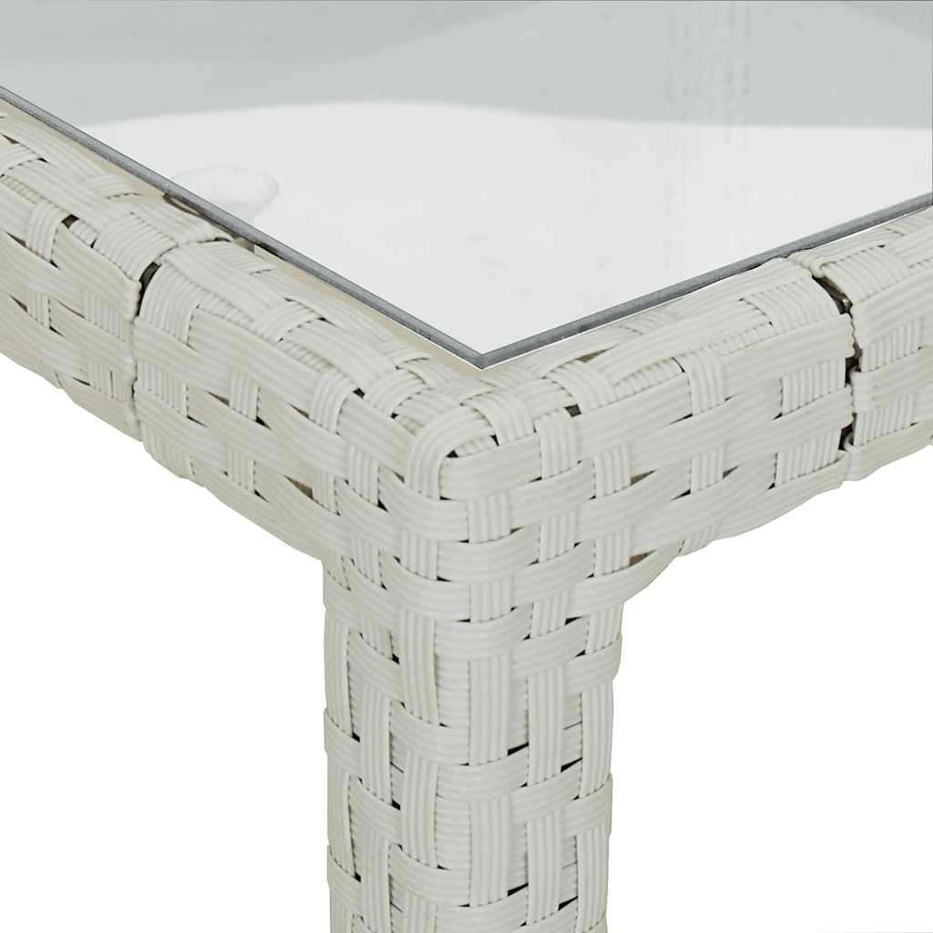 fehér polyrattan és edzett üveg kerti asztal 90 x 90 x 75 cm
