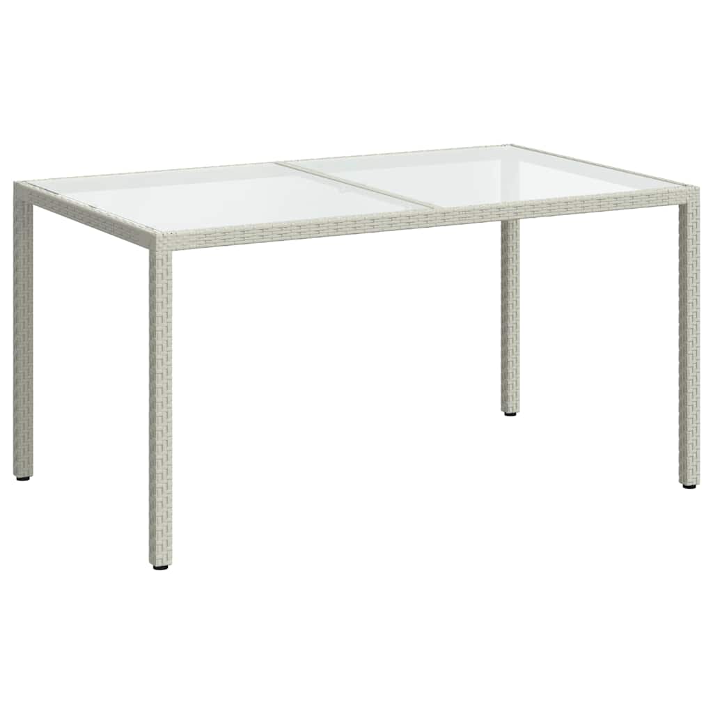 fehér polyrattan és edzett üveg kerti asztal 150 x 90 x 75 cm