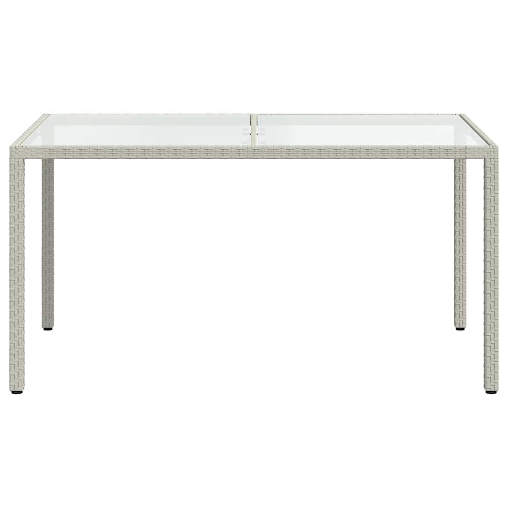 fehér polyrattan és edzett üveg kerti asztal 150 x 90 x 75 cm