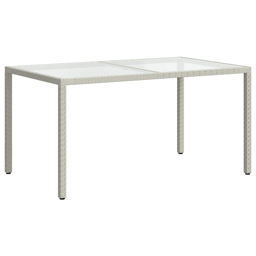fehér polyrattan és edzett üveg kerti asztal 150 x 90 x 75 cm