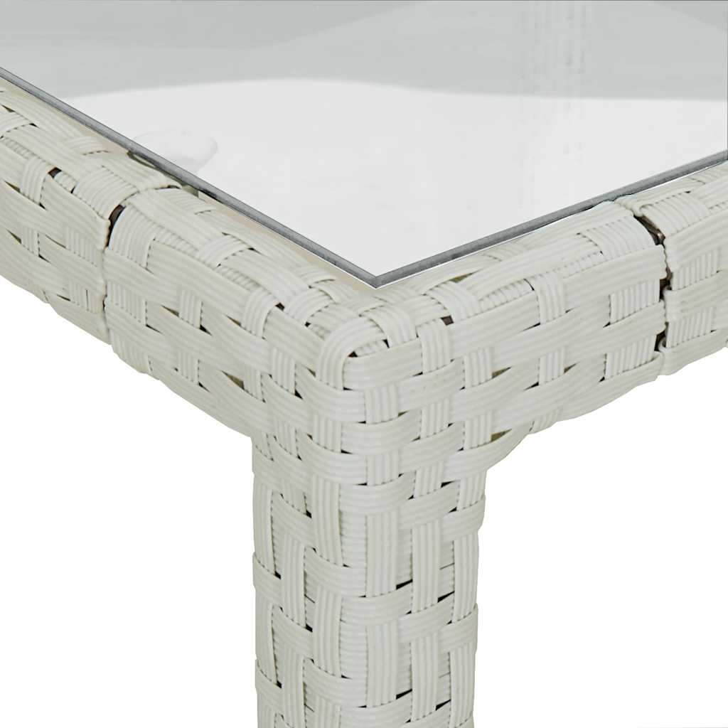 fehér polyrattan és edzett üveg kerti asztal 150 x 90 x 75 cm