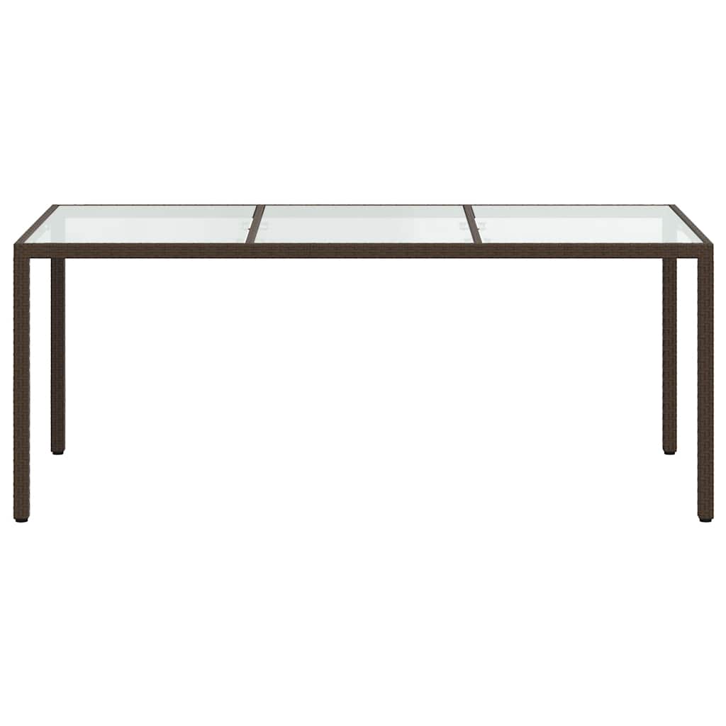 barna polyrattan és edzett üveg kerti asztal 190 x 90 x 75 cm