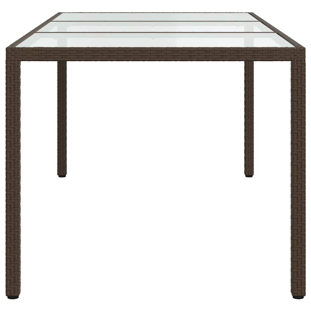 barna polyrattan és edzett üveg kerti asztal 190 x 90 x 75 cm