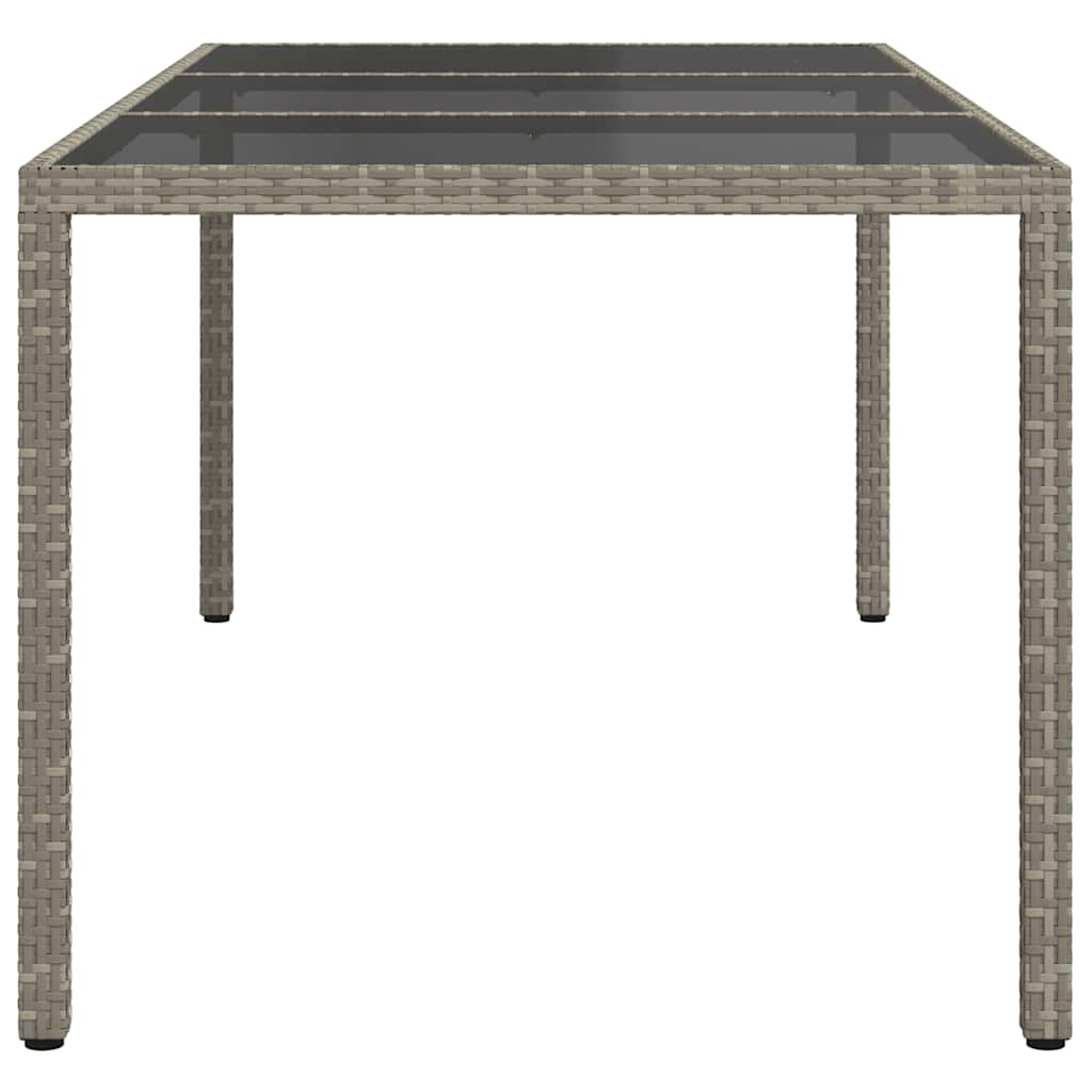 szürke polyrattan és edzett üveg kerti asztal 190 x 90 x 75 cm