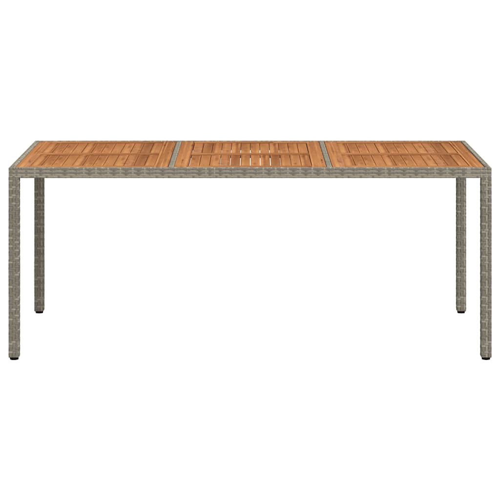 szürke polyrattan és akácfa kerti asztal 190 x 90 x 75 cm