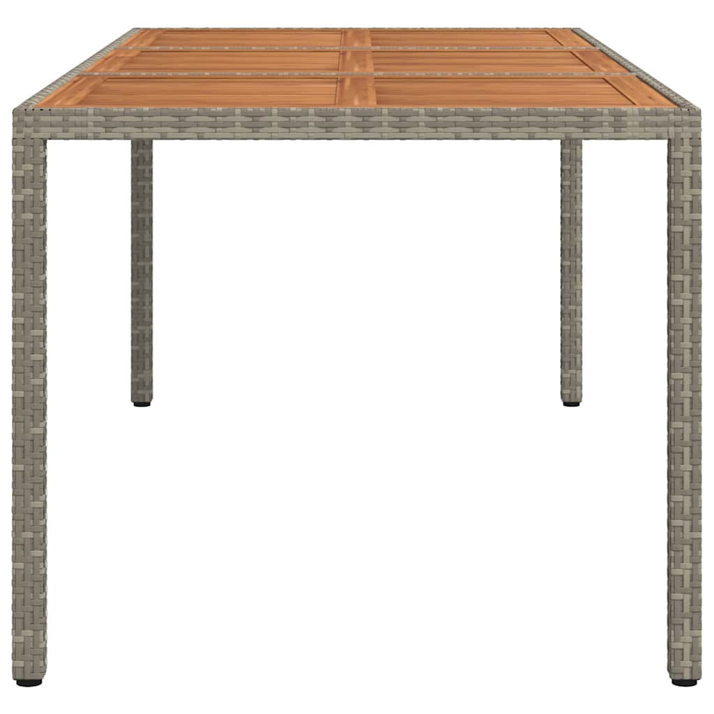 szürke polyrattan és akácfa kerti asztal 190 x 90 x 75 cm
