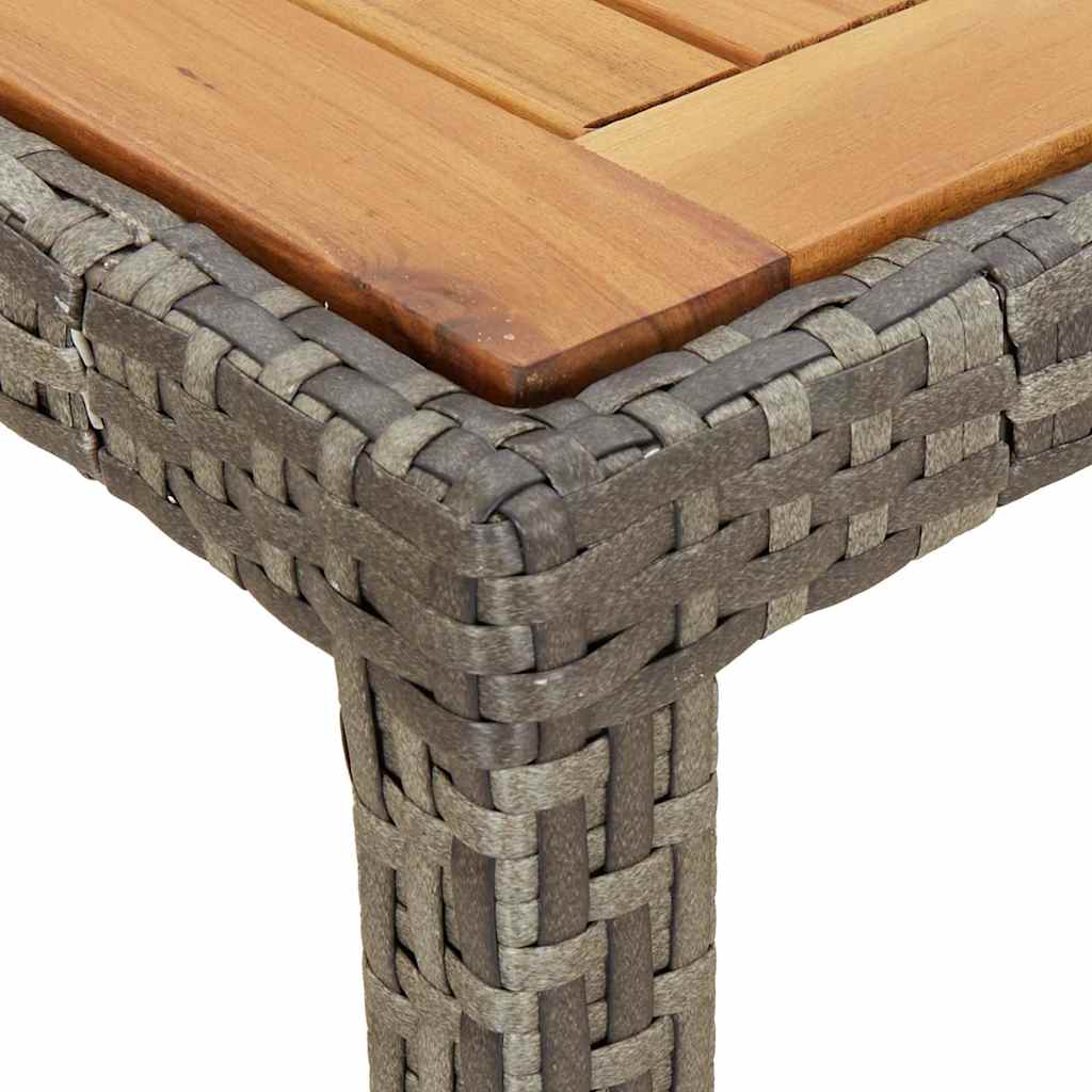 szürke polyrattan és akácfa kerti asztal 190 x 90 x 75 cm
