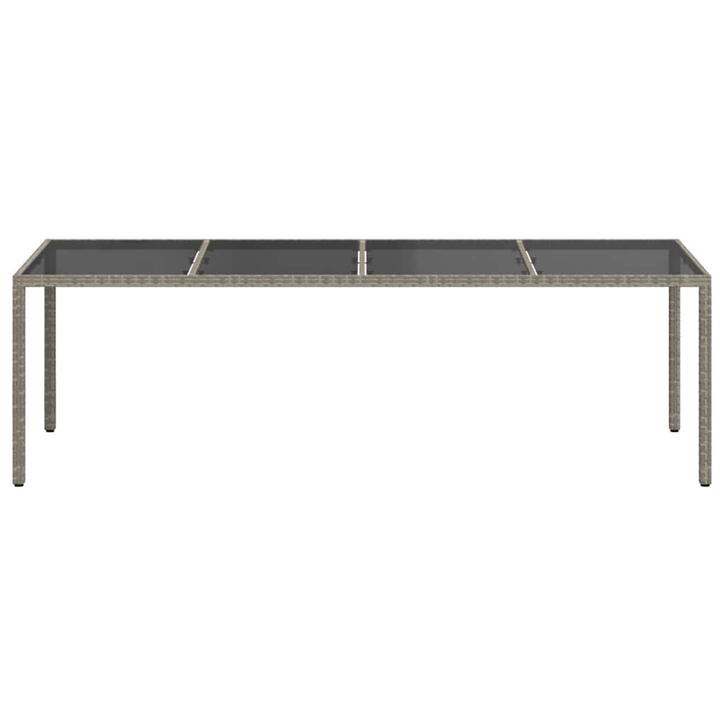 szürke edzett üveg és polyrattan kerti asztal 250 x 100 x 75 cm