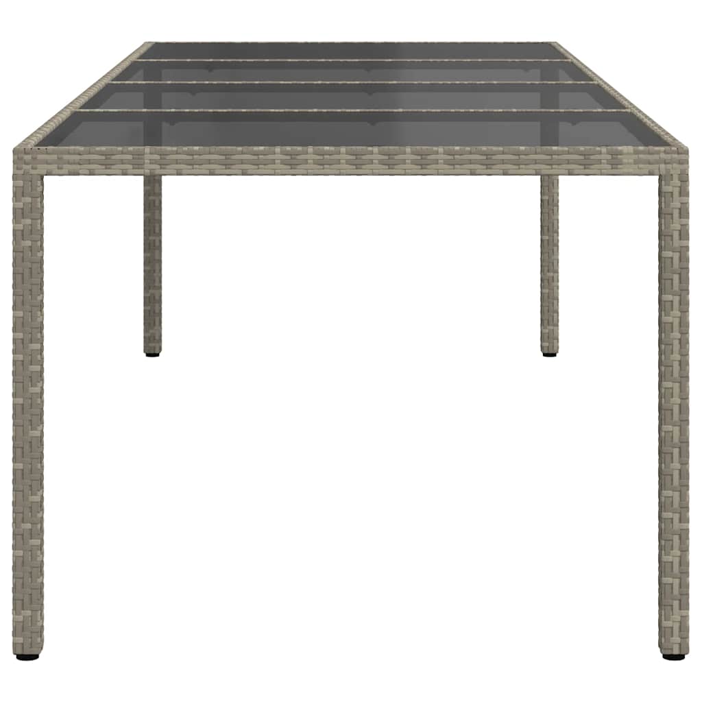 szürke edzett üveg és polyrattan kerti asztal 250 x 100 x 75 cm