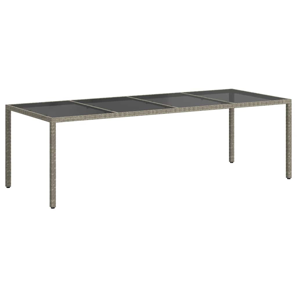 szürke edzett üveg és polyrattan kerti asztal 250 x 100 x 75 cm