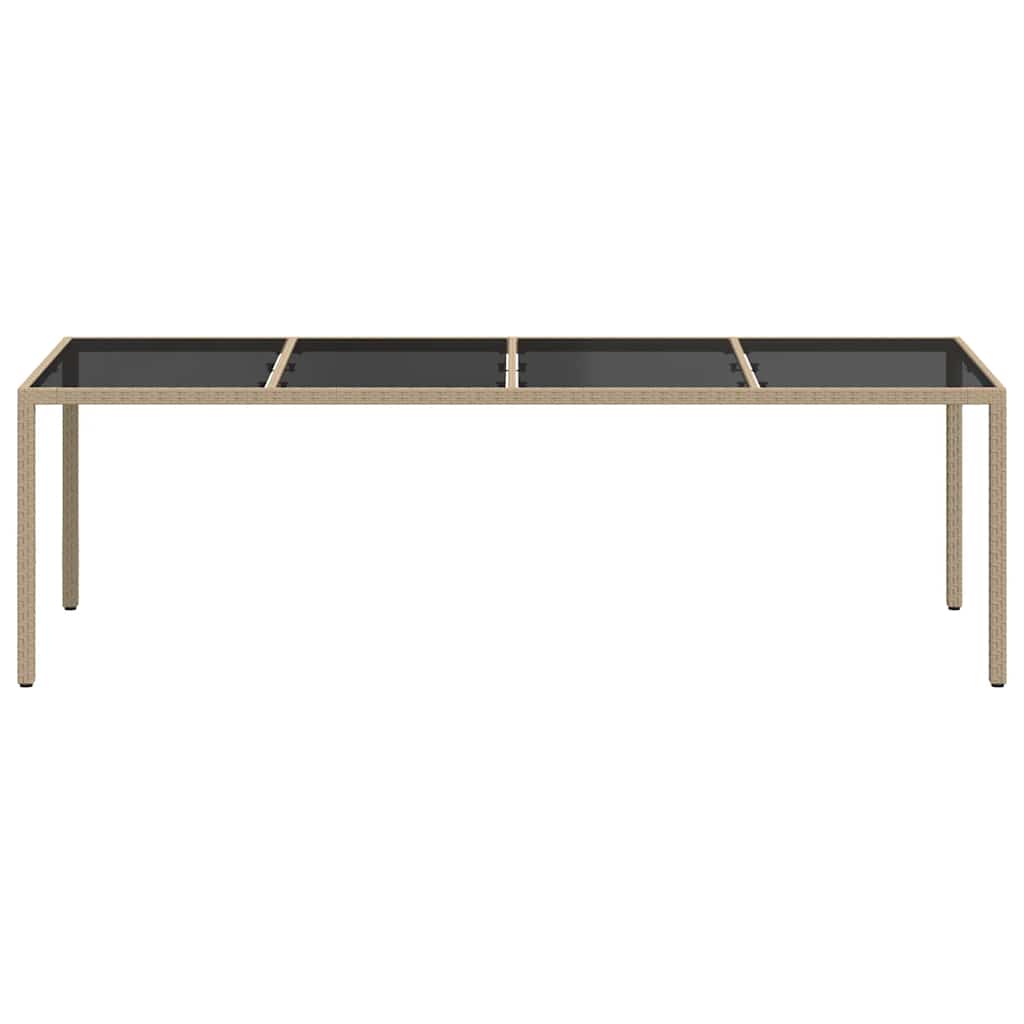 bézs polyrattan és edzett üveg kerti asztal 250 x 100 x 75 cm