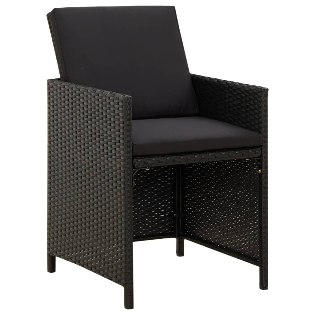 4 db fekete polyrattan kerti szék párnával