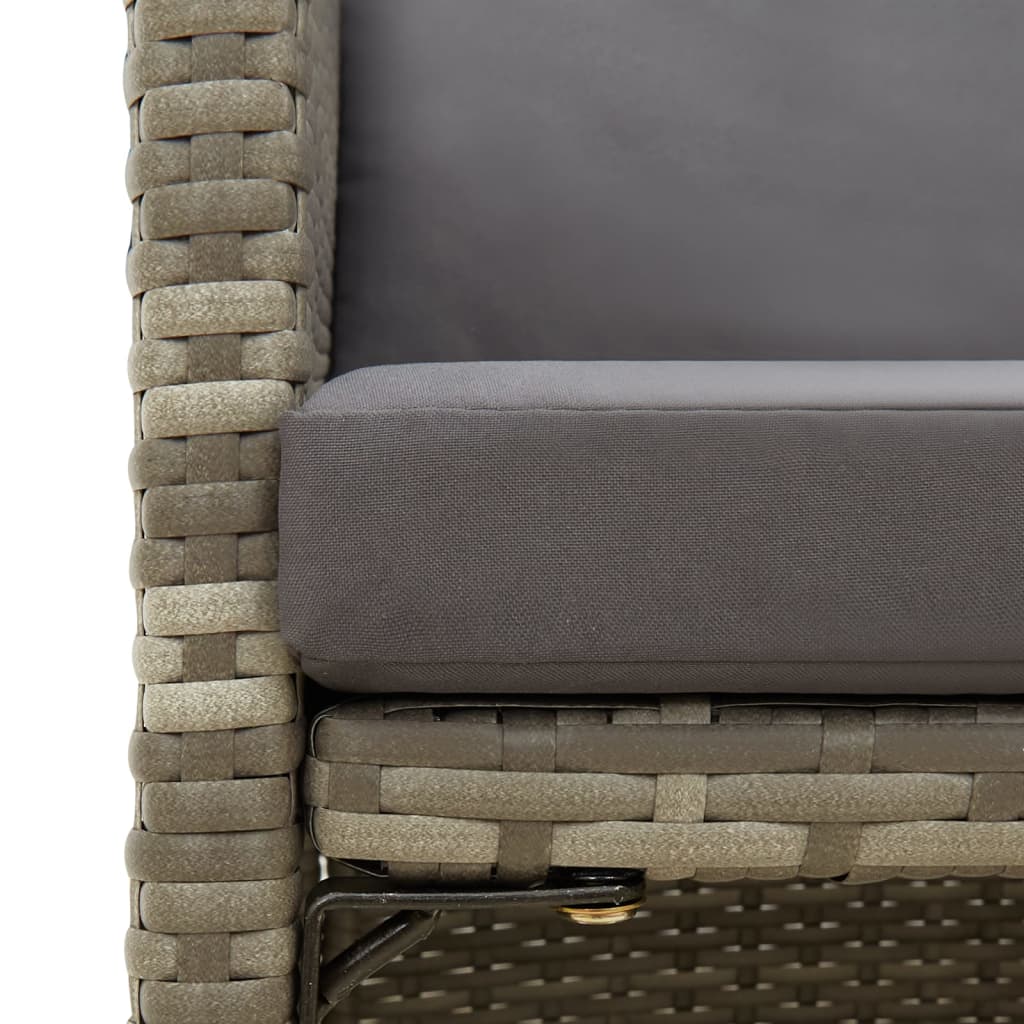 4 db szürke polyrattan kerti szék párnával