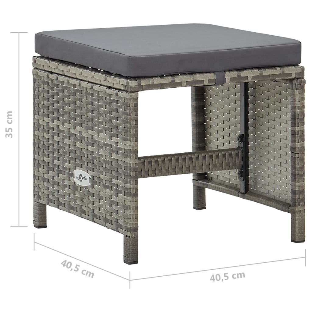 4 db szürke polyrattan kerti ülőke párnákkal