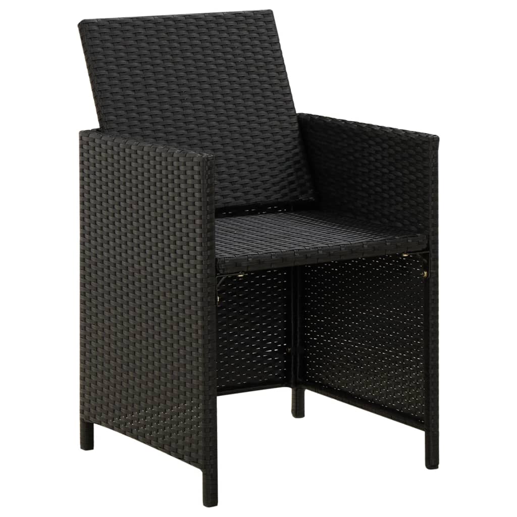 4 részes fekete kerti polyrattan szék- és zsámolyszett