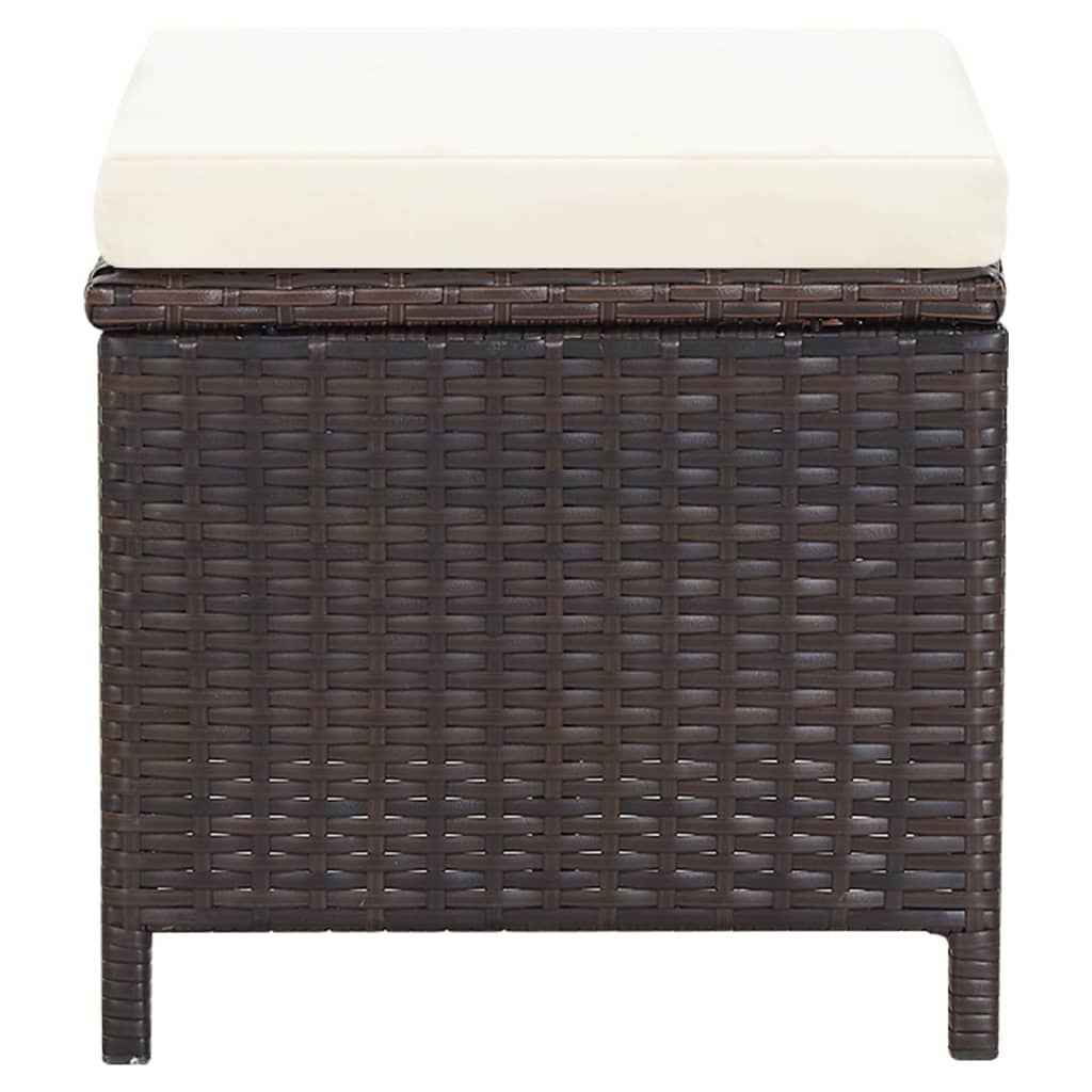 4 részes barna kerti polyrattan szék- és zsámolyszett