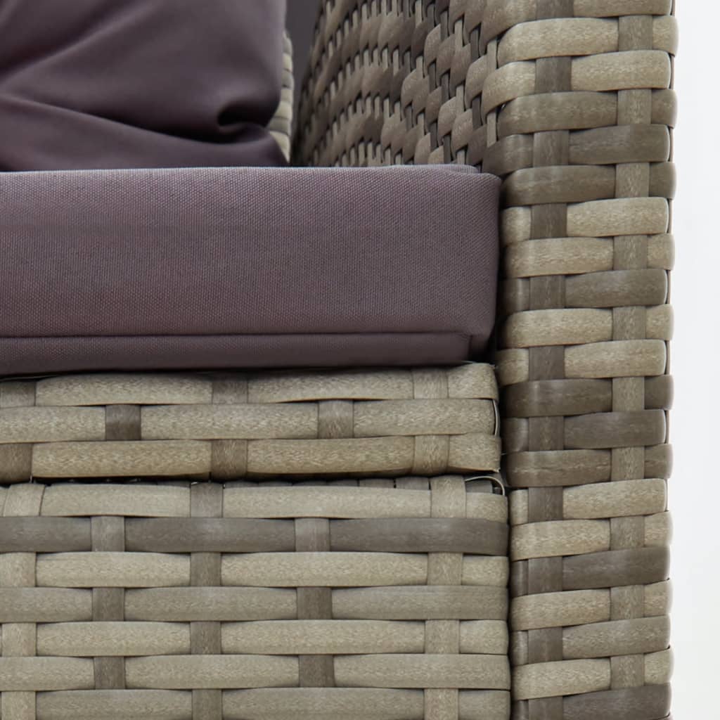 2-részes szürke polyrattan kerti bútorszett párnákkal