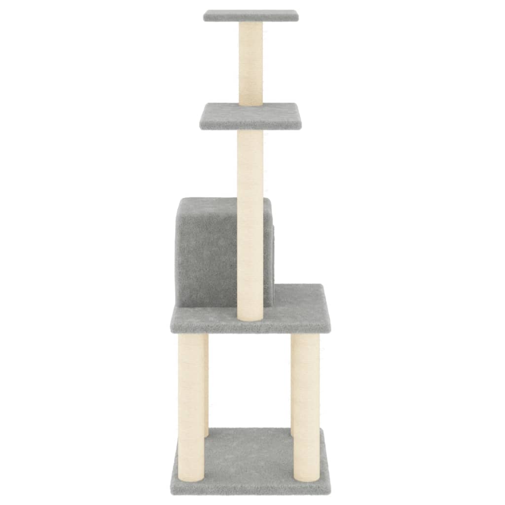 világosszürke macskabútor szizál kaparófákkal 105 cm