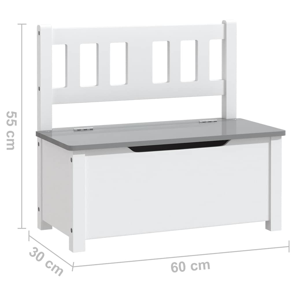 fehér-szürke MDF gyermek tárolópad 60 x 30 x 55 cm