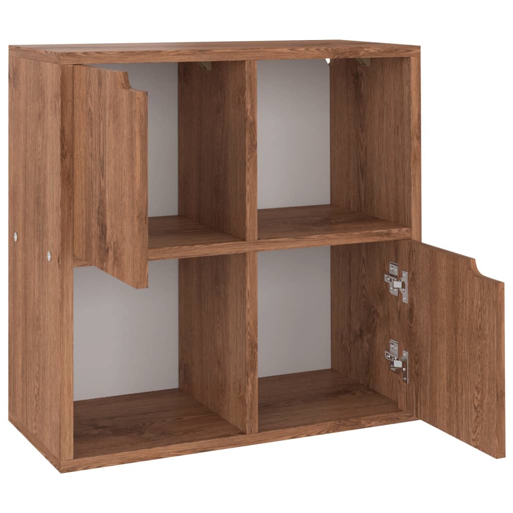 barna tölgyszínű szerelt fa könyvespolc 60 x 27,5 x 59,5 cm