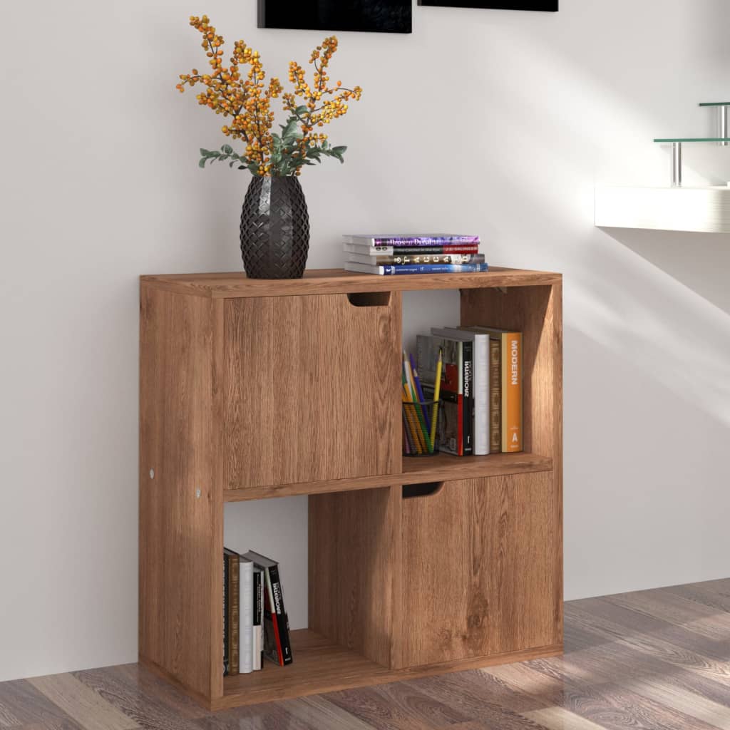 barna tölgyszínű szerelt fa könyvespolc 60 x 27,5 x 59,5 cm