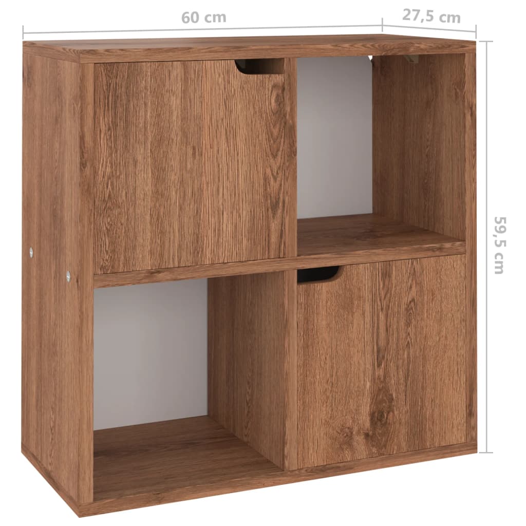 barna tölgyszínű szerelt fa könyvespolc 60 x 27,5 x 59,5 cm