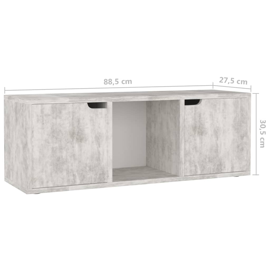 betonszürke szerelt fa TV-szekrény 88,5 x 27,5 x 30,5 cm