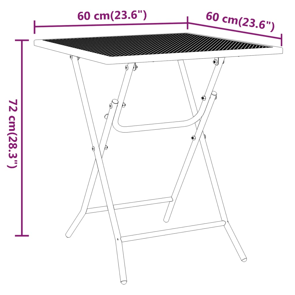 antracitszürke expandált fém hálós kerti asztal 60 x 60 x 72 cm