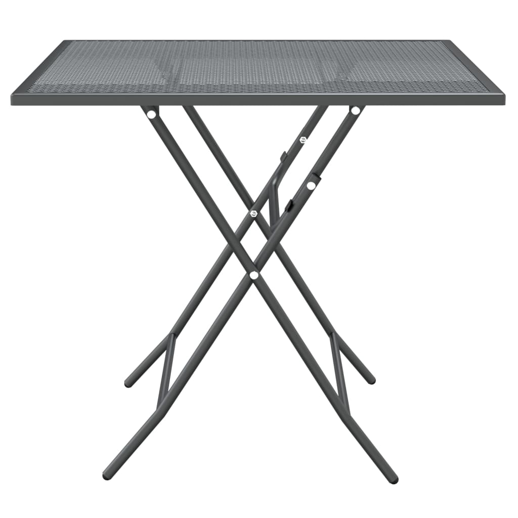 antracitszürke expandált fém hálós kerti asztal 80 x 80 x 72 cm