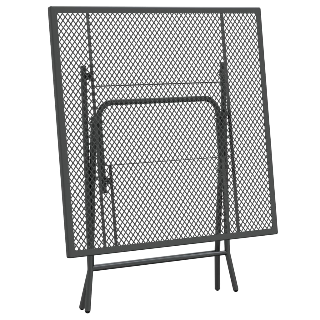 antracitszürke expandált fém hálós kerti asztal 80 x 80 x 72 cm