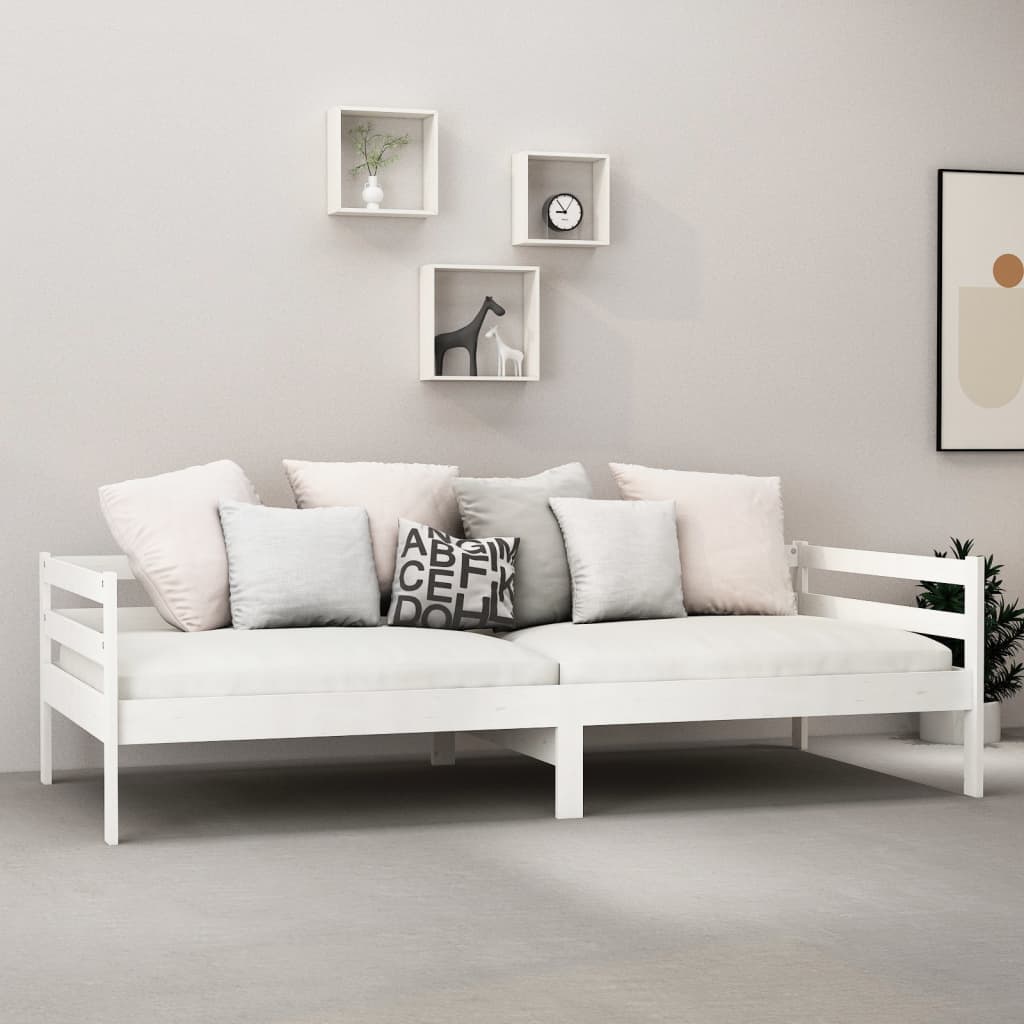fehér tömör fenyőfa dívány matraccal 90 x 200 cm