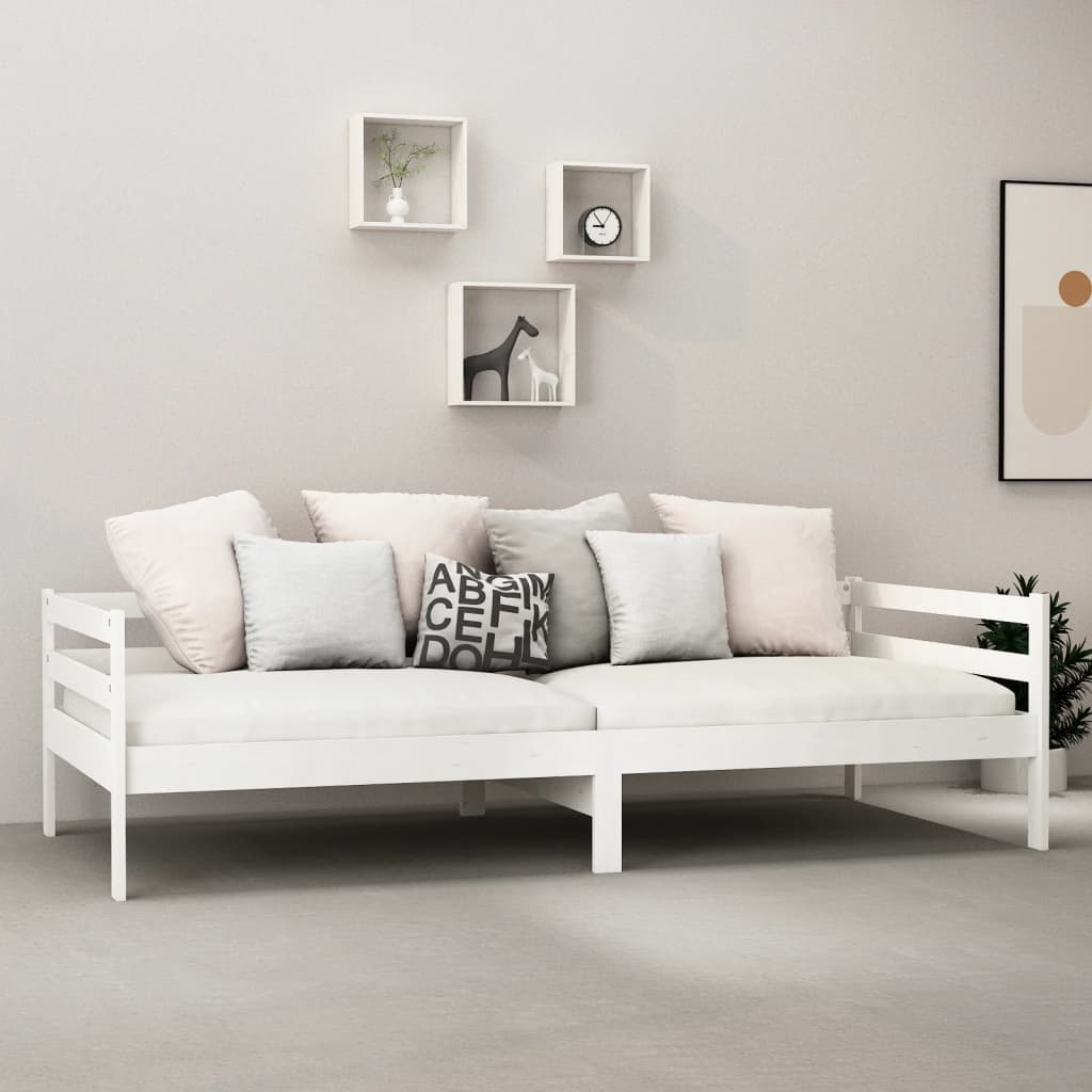 fehér tömör fenyőfa dívány matraccal 90 x 200 cm